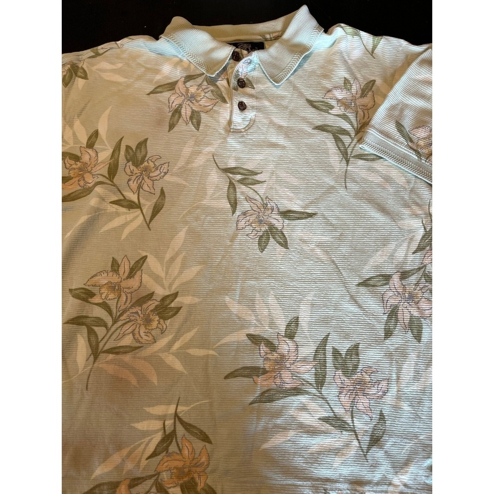 La Cabana Floral Polo Shirt Mens Casual Short Sleeve‎ XL